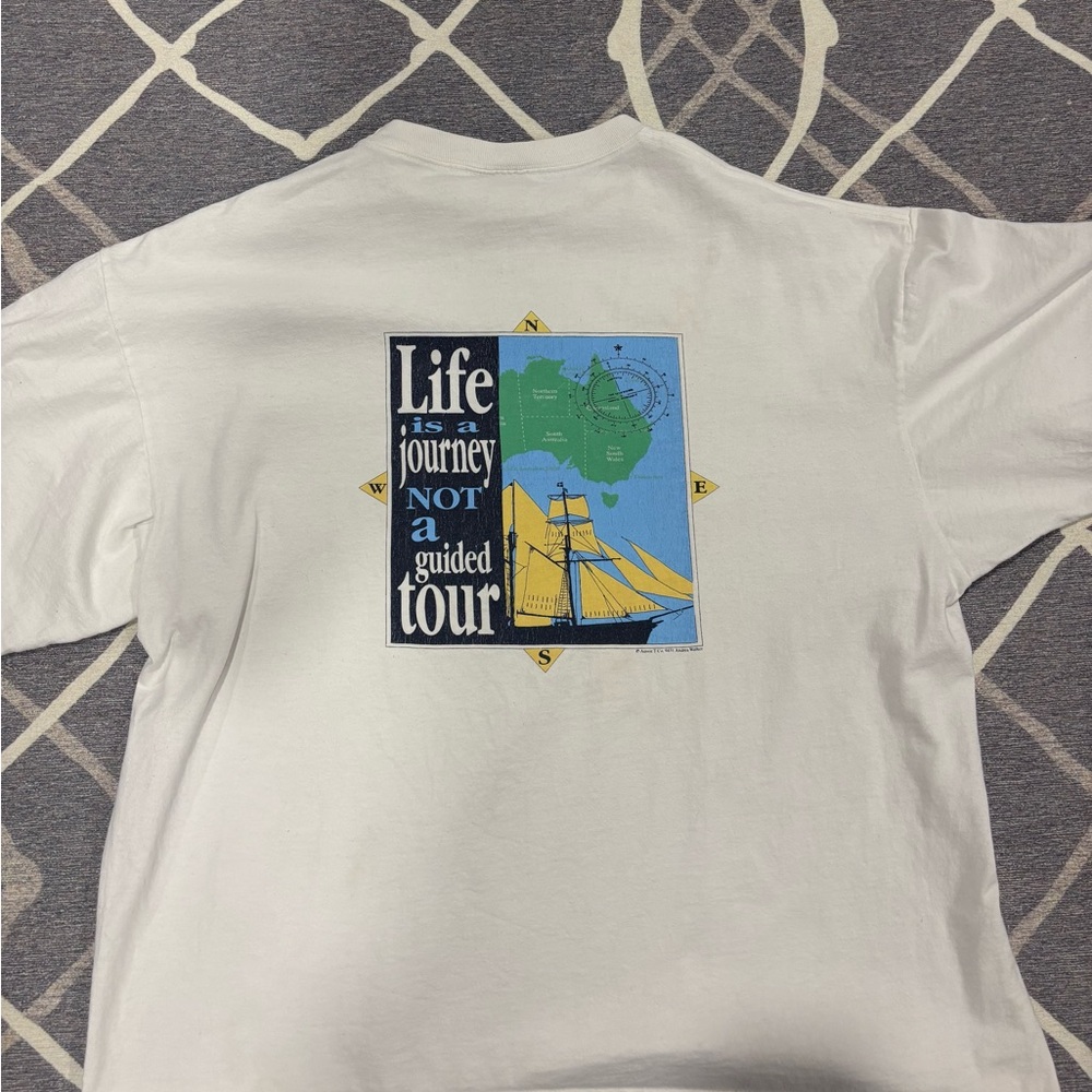 White Graphic T-Shirt with Nautical Design
